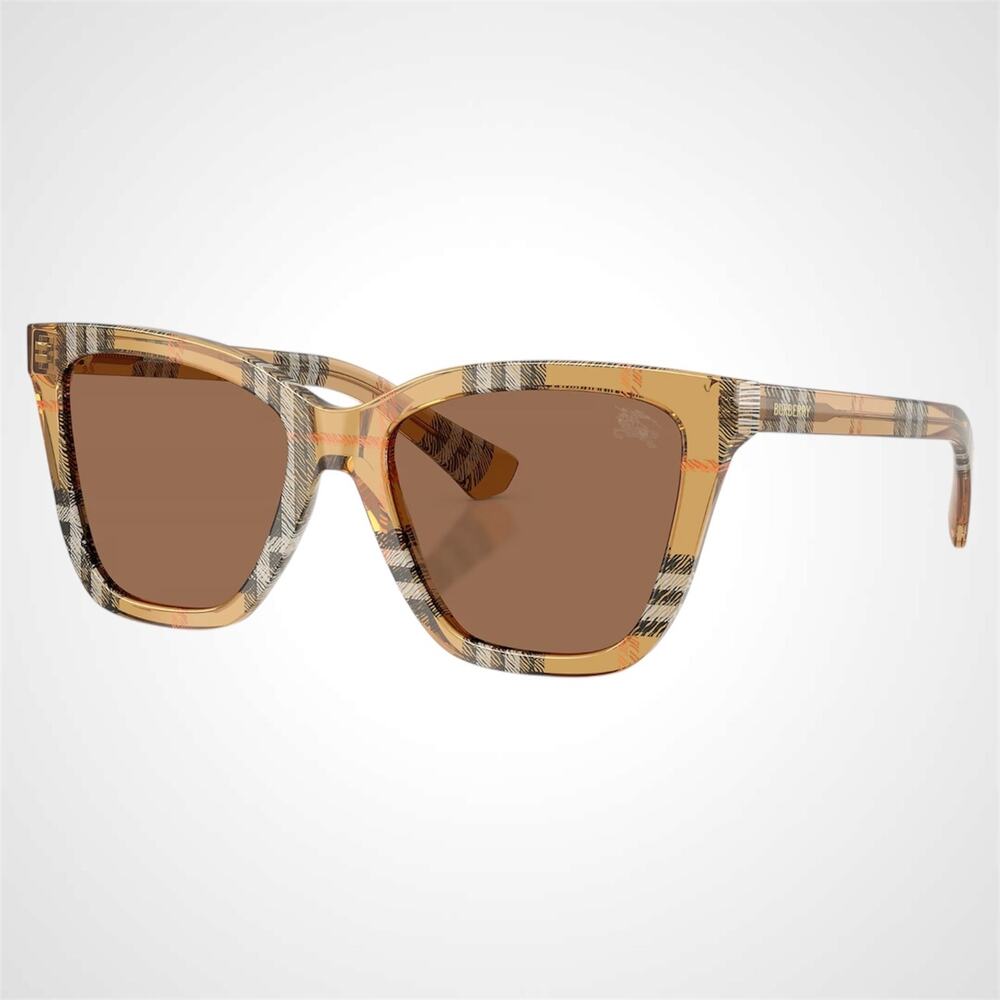New Burberry Sunglasses Brown Check Sand Brown Lens Classic 54-18-140 BURBERRY